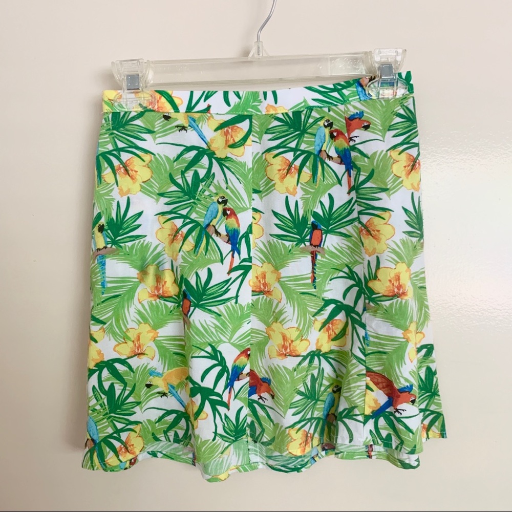 American Apparel Green Tropical Floral Skirt